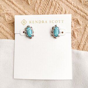 Kendra Scott Variegated Turquoise Magnesite Stud Earrings in Silver